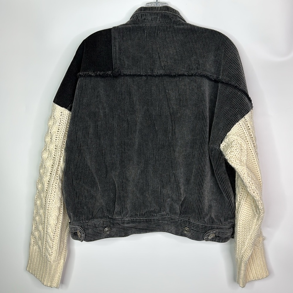 Pol Black Gray Patchwork Denim Button Jacket Size… - image 4